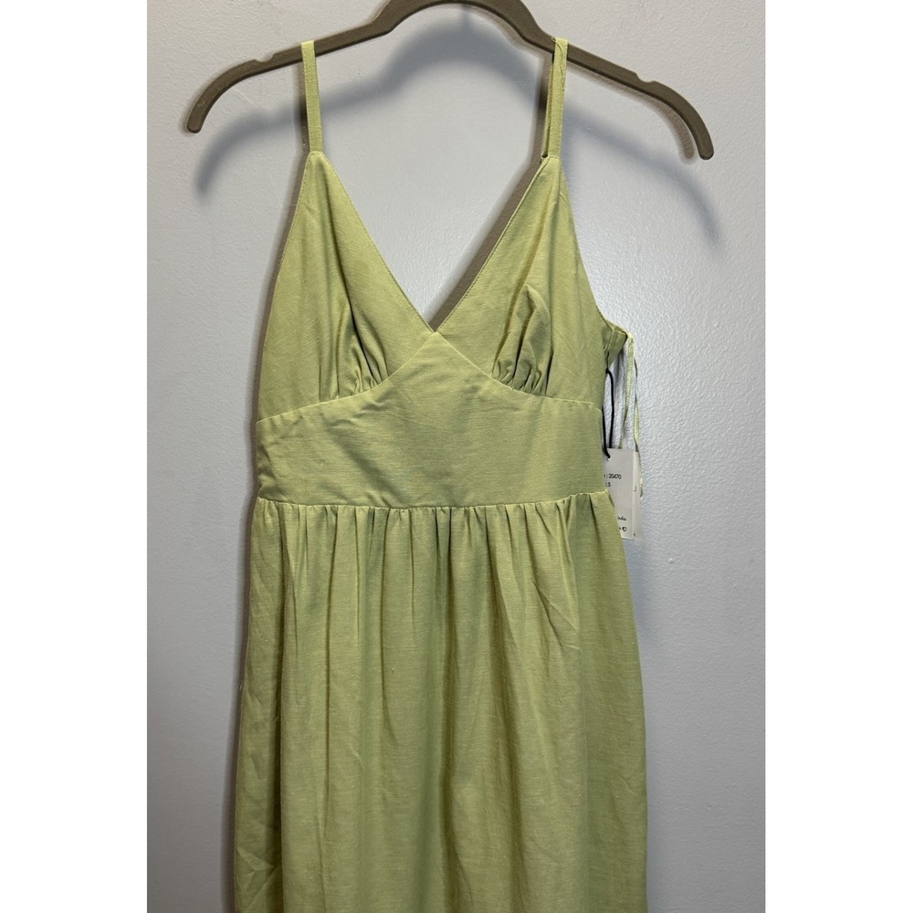 Japna Singh Dress Women's Size Small Green Tiered Bottom Lined Chest Linen Blend - Picture 3 of 10